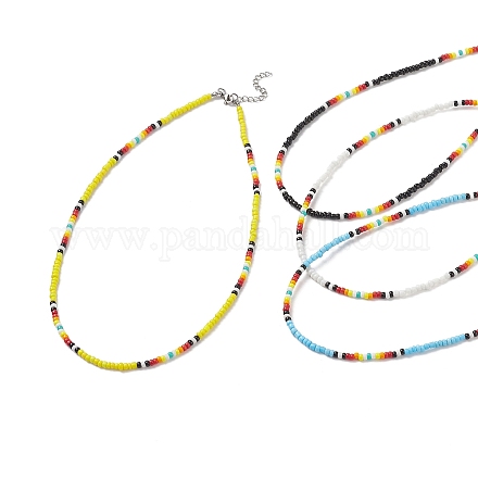4шт 4 цветных стеклянных ожерелья из бисера набор для женщин NJEW-TA00053-1