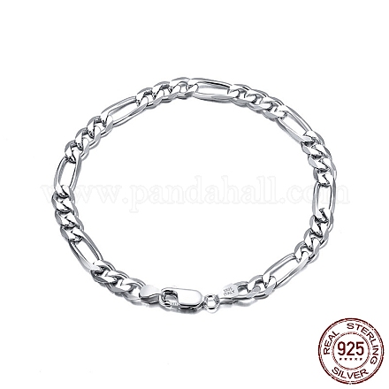 Bracelets chaîne figaro argent 925 rhodié BJEW-I314-005B-P-1