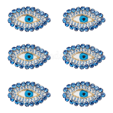 Fingerinspire 6 pz toppa sull'occhio malocchio egiziano 1.4x2.1 pollici blu oro strass di vetro applique patch a forma di occhio squisito ricamato toppe da cucire con retro in feltro per abbigliamento zaini abbellimento FIND-FG0001-78-1