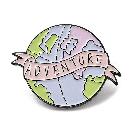 Die Erde mit Wort Abenteuer Emaille Pin JEWB-H010-01EB-01-1