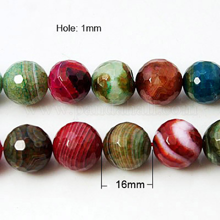 Natural Striped Agate/Banded Agate Beads Strands G-A063-16mm-1-1