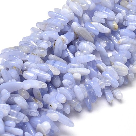 Natural Blue Lace Agate Chip Beads Strands G-E271-01-1