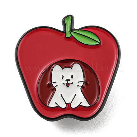 Frutta di cartone animato con spille smaltate di gatto JEWB-F031-01B-1