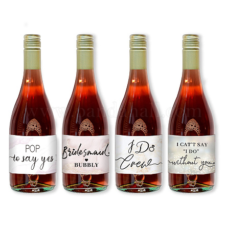 PH PandaHall 40PCS Bridesmaids Mini Champagne Labels Wine Bottle Labels DIY-WH0561-015-1