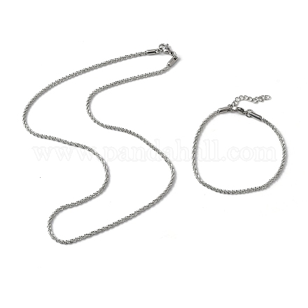 304 Stainless Steel Link Chain Bracelets & Necklaces SJEW-F220-01A-P-1