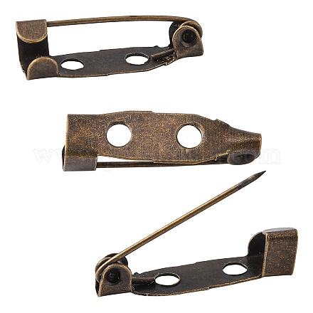 Dos de broches de fer de platine de bronze antique Broche accessoires de goupille de sécurité X-IFIN-E035Y-AB-1