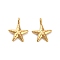 304 Stainless Steel Charms, Starfish Charm, Ion Plating(IP), Real 14K Gold Plated, 11.5x9x1.5mm, Hole: 1.6mm