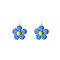 Flower Alloy Raffia Flower Dangle Earrings, Golden, Royal Blue, 76x55mm