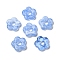 Handmade Lampwork European Beads, Large Hole Beads, Plum Flower, Cornflower Blue, 15.5~16x15.5~16x3.5~4mm, Hole: 4.8mm