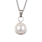 Pearl Pendant Necklaces, 304 Stainless Steel Cable Chain Necklaces, Round, Stainless Steel Color, 17.83 inch(45.3cm)
