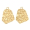 Ion Plating(IP) 304 Stainless Steel Pendants, Textured Polygon Charm, Real 18K Gold Plated, 45x31x2.2mm, Hole: 4.3mm