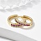 Brass Micro Pave Cubic Zirconia Huggie Hoop Earrings, Long-Lasting Plated, Ring, Real 18K Gold Plated, Camellia, 14x2mm, Pin: 1mm