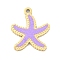 Ion Plating(IP) 304 Stainless Steel Charms, Sea Animal Theme Enamel Charms, Real 14K Gold Plated, Starfish, 11.5x9.5x0.8mm, Hole: 0.8mm