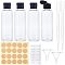 PET Flip Top Cap Bottle, with Adhesive Label Stickers & Rectangle PVC Sticker & Disposable Plastic Dropper & Funnel Hopper, Clear, 3.8~14.5x0.25~12.1cm, Capacity: 100ml(3.38fl. oz)