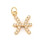 316 Stainless Steel Micro Pave Cubic Zirconia Pendants, with Jump Rings, Real 18K Gold Plated, 12 Constellation Charm, Real 18K Gold Plated, Pisces, 9.5x9.5x2.5mm, Hole: 2.5mm