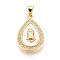 Brass Micro Pave Clear Cubic Zirconia Pendants, with Shell, Teardrop & Virgin Mary, Real 18K Gold Plated, 23.5x14.5x4mm, Hole: 5x3.5mm