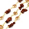 Handmade Brass Link Chains, with Red Jasper & Glass Beads & Spool, Long-Lasting Plated, Soldered, Lead Free & Cadmium Free, Heart, Golden, Heart Links: 12.5x7.5x3mm