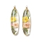 Inner Dried Flower Transparent Resin Pendants, with Brass Finding, Oval Charms, Colorful, 43.5x12x8mm, Hole: 1.8mm