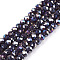 Electroplate Glass Beads Strands, Opaque Solid Color, AB Color Plated, Faceted, Rondelle, Purple, 4x3mm, Hole: 0.4mm, about 110~115pcs/strand, 39~40cm