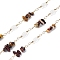 Brass Link Chains, with Glass & Tiger Eye Beads, Long-Lasting Plated, Soldered, with Spool, Golden, 20x4.5mm, about 16.40 Feet(5m)/Roll