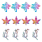 18Pcs 3 Style Alloy Pendants, Cadmium Free & Lead Free, Mixed Shapes, Rainbow Color, 6pcs/style