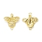 Brass Micro Pave Cubic Zirconia Connector Charms, Bees, Golden, 19.5x17x3.5mm, Hole: 1.5mm
