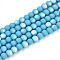 Frosted Opaque Glass Beads Strands, Round, Half Plated, AB Color Plated, Sky Blue, 4~4.5mm, Hole: 0.6mm, about 97~100pcs/strand, 14.76~15.16 inch(37.5~38.5cm)