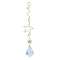 Glass Teardrop Pendant Decorations, Hanging Suncatchers, with Brass Moon & Sun & Star Link, for Home Decorations, Clear AB, 205x38x1~11mm