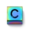 Ion Plating(IP) 304 Stainless Steel Square Slide Charms, Rainbow Color, Letter C, 9x8x4mm, Hole: 3.5x8.5mm