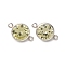 925 Streling Silver Pave Cubic Zirconia Birthstone Connector Charms, Flat Round, Pale Goldenrod, 10.5x6.5x3.5mm, Hole: 0.9mm