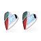 304 Stainless Steel Enamel Stud Earrings, Heart, Stainless Steel Color, 21.5x18mm