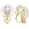 36Pcs 2 Style Brass with Crystal Rhinestone Clip-on Earring Findings, with Loops and Silicone Earring Pads, Real 18K Gold Plated, 8.5~15x6~9x3~9mm, Hole: 1.5~3mm, 18Pcs/style