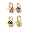 Brass Lobster Claw Clasps, with Enamel & Shell, Long-Lasting Plated, Lead Free & Cadmium Free, Real 18K Gold Plated, Star, Mixed Color, 17x10x6.5mm, Hole: 1.6mm