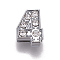 Alloy Rhinestone Slide Charms, Number, Num.4, 11x8x4mm, Hole: 1.5x8mm