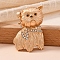 Pet Matte Light Golden Alloy Rhinestone Brooches, Dog, 70mm