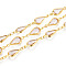 Brass Teardrop Link Chains, with Glass, Soldered, with Spool, Long-Lasting Plated, Golden, Clear, 16.5x7x2.5~3mm, about 32.81 Feet(10m)/Roll