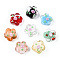 Handmade Bumpy Lampwork Beads, Plum Blossom, Mixed Color, 13.5~14.5x15x8~10mm, Hole: 1.5~1.8mm