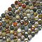 Natural Ocean Jasper Beads Strands, with Seed Beads, Faceted, Flat Round, 6~6.5x4mm, Hole: 1mm, about 50pcs/strand, 15.35''(39cm)