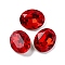 Glass Rhinestone Cabochons, Pointed Back, Faceted, Oval, Light Siam, 10x8x4.5mm