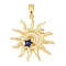 Brass & Enamel & Rhinestone Pendants, Sun Charms, Golden, 31x27.5x4mm, Hole: 6x4mm