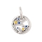 Luminous 925 Sterling Silver Rhinestone Constellation Charms, Glow in the Dark Enamel Constellation Charms with Oval Jump Rings, Antique Silver, Pisces, 11.5x2mm, Hole: 4x5mm