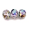 Electroplate Glass Beads, Rondelle with Pattern, Faceted, Colorful, 7~8x5.5~6mm, Hole: 1~1.2mm