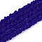 Frosted Transparent Glass Beads Strands, Triangle, Midnight Blue, 3~3.5x4~4.5x4~4.5mm, Hole: 0.8mm, about 121~131pcs/strand, 14.37~15.35 inch(36.5~39cm)