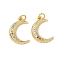 Brass Micro Pave Cubic Zirconia Pendants, Moon, Lead Free & Cadmium Free, Long-Lasting Plated, Real 18K Gold Plated, 16.5x12.5x2.5mm, Hole: 3mm