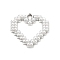Alloy Pendaants, ABS Plastic Imitation Pearl Beads Heart Charms, Platinum, 16.5x17.5x2~2.5mm, Hole: 1.6~1.8mm