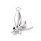 Brass Rhinestone Pendants, Cadmium Free & Nickel Free & Lead Free, Dragonfly Charm, Real 14K Gold Filled, 19.5x13x3mm, Hole: 1.5mm