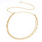 Brass Star Charm Double Layer Curb Waist Chains for Women, with 304 Stainless Steel Lobster Claw Clasps, Golden, 568mm