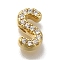 Rack Plating Brass Micro Pave Clear Cubic Zirconia Beads, Long-Lasting Plated, Cadmium Free & Lead Free, Real 18K Gold Plated, Letter S, 8x5x3mm, Hole: 0.8mm