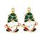 Christmas Alloy Enamel Pendants, Cadmium Free & Nickel Free & Lead Free, Golden, Gnome Charm, Dark Green, 30.5x19x1.5mm, Hole: 1.6mm