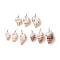 Natural Shell Pendants, with Round Copper Wire Hoop, Mixed Shapes, 25~37.5x11.5~18x9~14.5mm, Hole: 1.4mm, 3pcs/set
